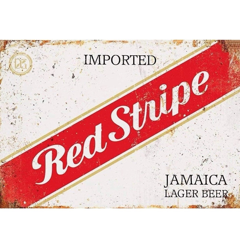 TIN‎ SIGN 8x12 new Red Stripe beer lager Jamaica bar pub man cave garage